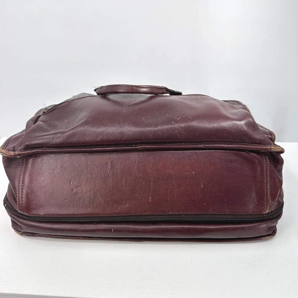 Vintage Genuine Leather Expandable Laptop Briefcase Attache Portfolio Brown